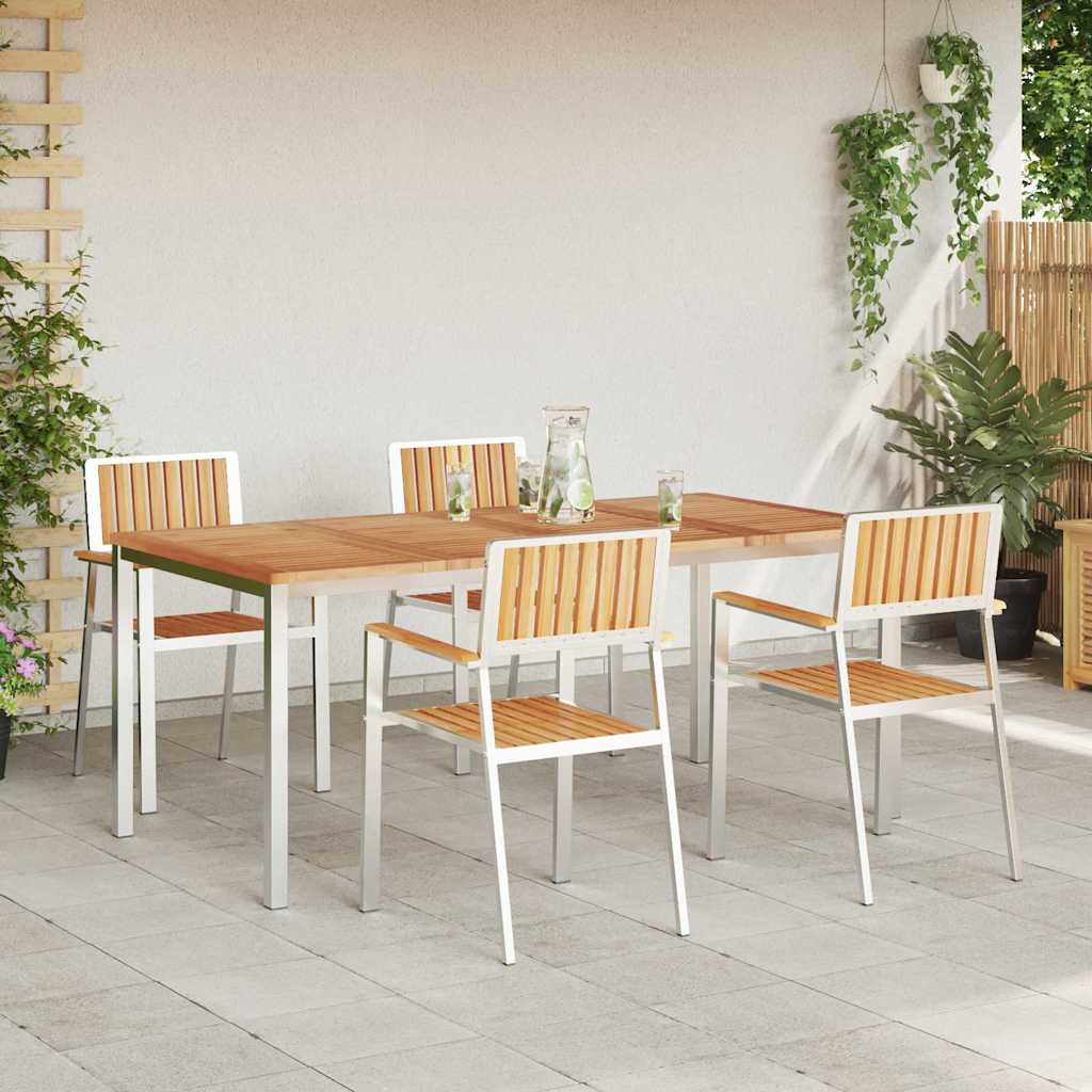 Garden Dining Set 5 pcs Brown Solid teak wood